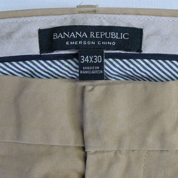 Banana Republic 34 x 30 Khaki Emerson Straight Mens Chino Pants‎ - Picture 3 of 7